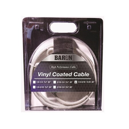 Baron Baron Vinyl Coated Galvanized Steel 1/4-5/16 in. D X 30 ft. L Aircraft Cable 54205